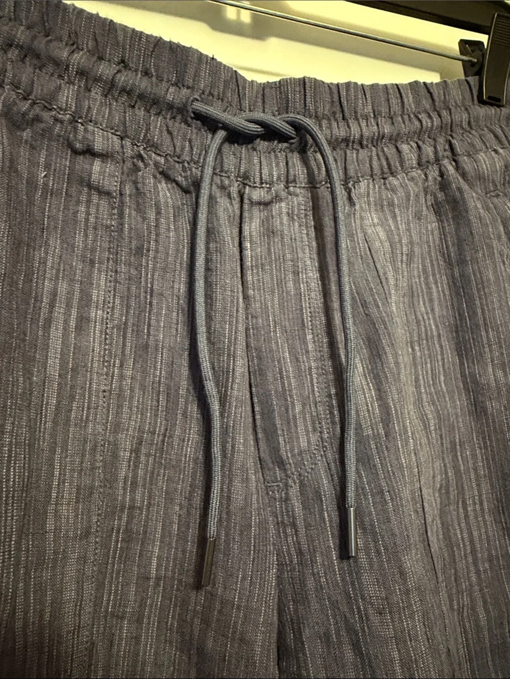 Athleta Navy Blue Drawstring Linen-Blend Joggers